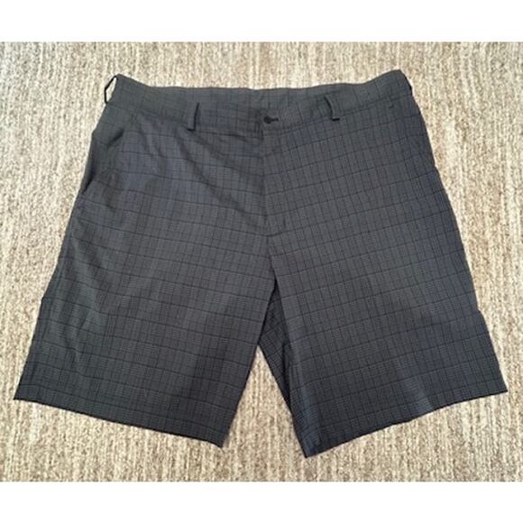 NIke Golf Dri-Fit Gray Plaid Flat Front Button Mens Stretch Shorts Size 40 - Picture 1 of 10